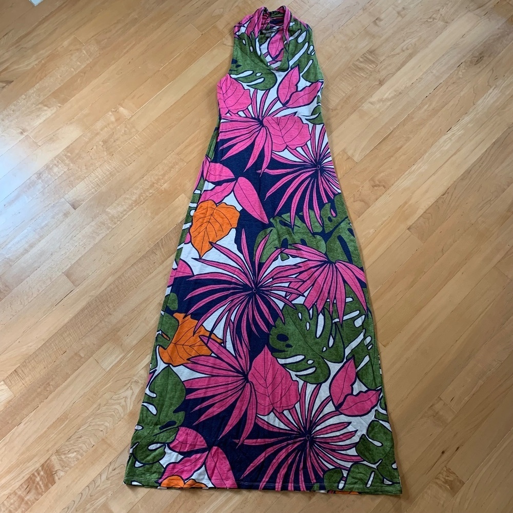 Tommy Bahama Tropical Sleeveless Maxi Dress XXS -Fits Small Stretch Linen
